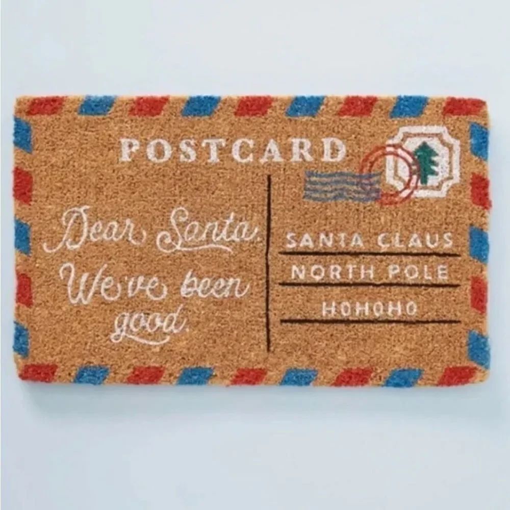 New Anthropologie Santa Postcard Doormat